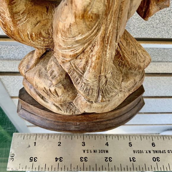 💥 Vtg Goddess Saraswati Sarasvati 💥Carved Wood Mid 20th C. ~ 16.5" Statue 💥 - Picture 13 of 13